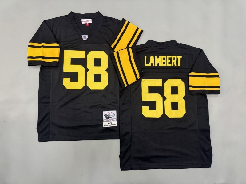 Men 2025 Pittsburgh Steelers #58 Lambert black Throwback Limited NFL Jersey style 002